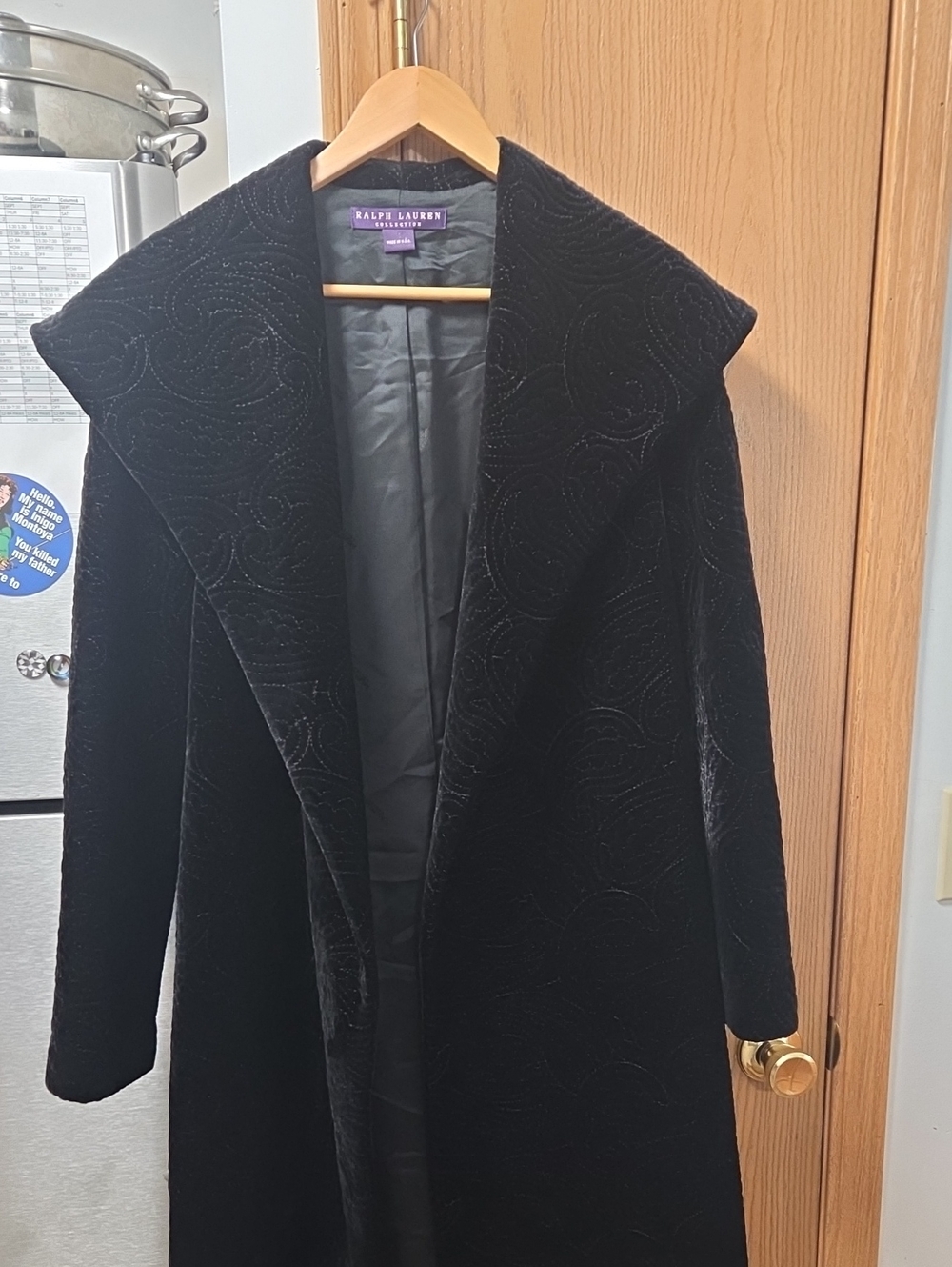 Vintage Purple Label Ralph Lauren Black Women's Textured Long Coat